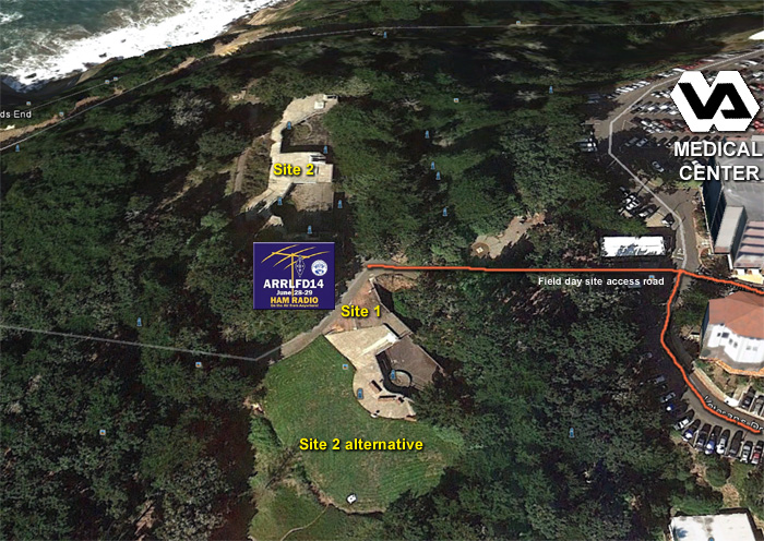annotated aerial photo of Battery Chester with SFARC FD