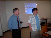 FARA scholarship winner Benjamin Bradley (right), and Richard Walcek, head of Framingham High School's guidance department